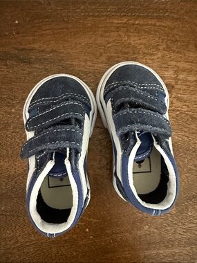 Vans Kids Navy and White Velcro Sneakers